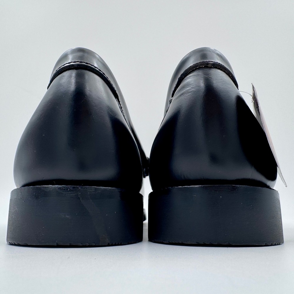 NWT Hamilton Men 12 Black Pig Leather Penny Loafers Handmade Moc Toe Dress Shoes - Picture 6 of 10